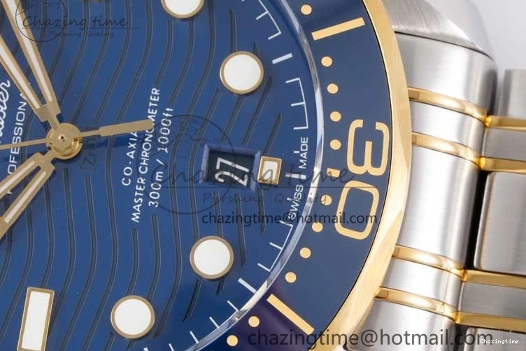 0118 ZeroBulk Seamaster Diver 300M SS YG Blue Ceramic Bezel JVSF 1:1 Best Edition Blue Dial on SS YG Bracelet A 7784